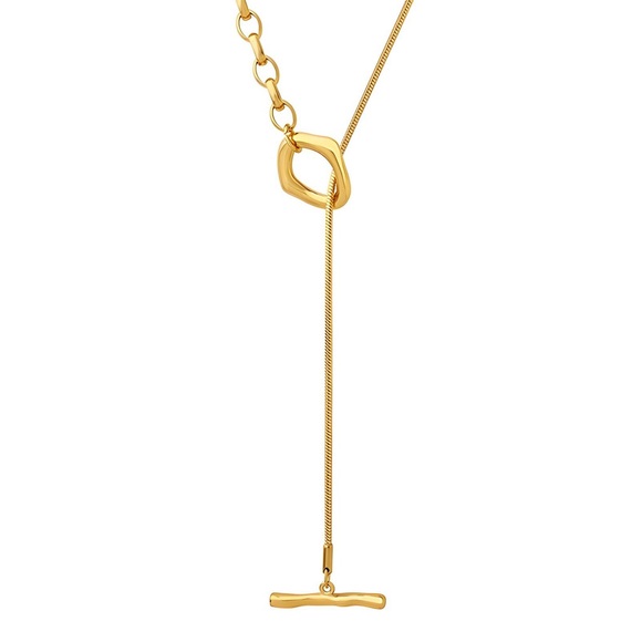 Chic Gold Necklace with Unique Toggle Design - Picture 2 of 6